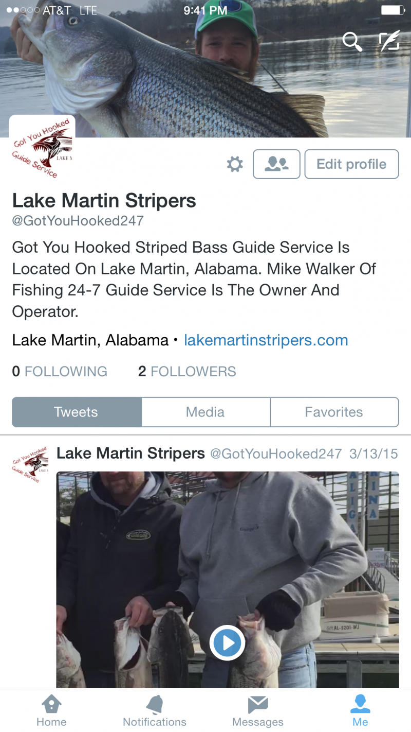 Got You Hooked Striped Bass Guide Service - Twitter Link